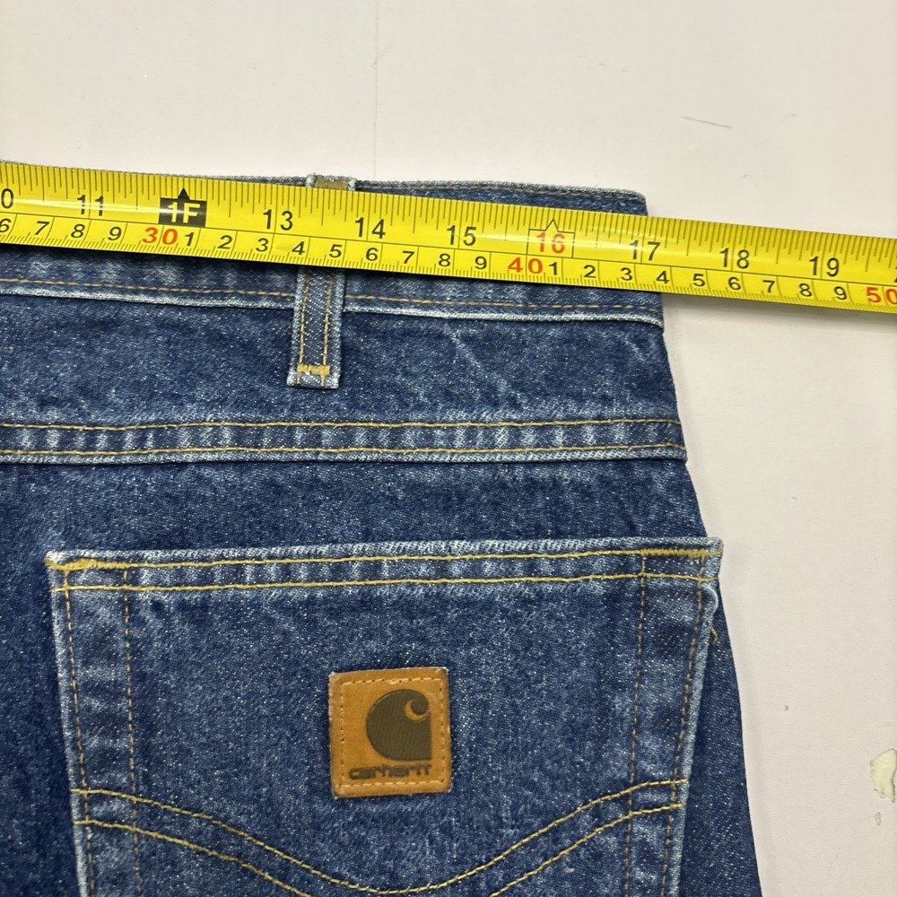 Carhartt Jeans Mens 35x32 (34x33) Blue Denim Straight Relaxed Fit Workwear USA - Picture 13 of 16